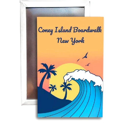 R and R Imports Coney Island Boardwalk New York Souvenir 2x3 Fridge Magnet Wave Design