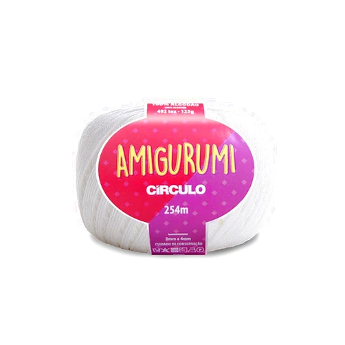 CÍRCULO Circulo Amigurumi Yarn, 100% Mercerized Brazilian Virgin Cotton - Cotton Yarn for Crocheting and Knitting, Soft Yarn, White Yarn Art - Sport Weight Yarn, 4.4 oz, 278 yds - Color 8001 - White