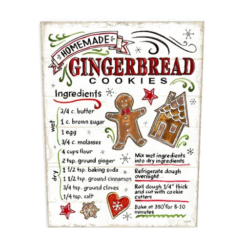 Stupell Industries Homemade Gingerbread Cookies Holiday Cooking Instructions, Designed by Anne Tavoletti Canvas Wall Art, 16 x 20, Off- White