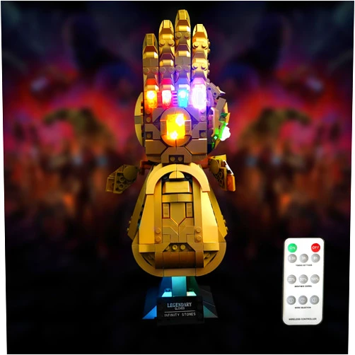 DABRORICESTAR RC LED Light Kit for Lego Infinity Gauntlet Building Blocks Model, Compatible with Lego 76191 Infinity Gauntlet, USB Connected Lighting Set, Easy Installation, Gift Idea for Girls, Boys