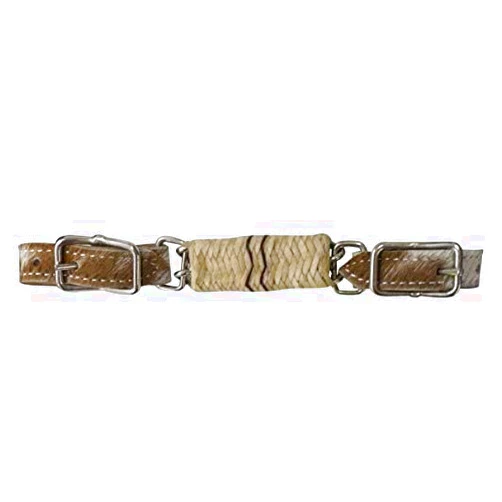 Showman Curb Strap w/Cowhide Ends & Rawhide Braided Covered Chain