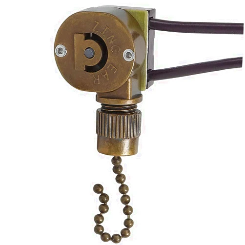 Akahttbn Ceiling Fan Light Switch Metal Zing Ear ZE-109M,Two-Wire ON-Off Pull Chain Switch, Compatible with Hunter Ceiling Fan Light (Bronze)