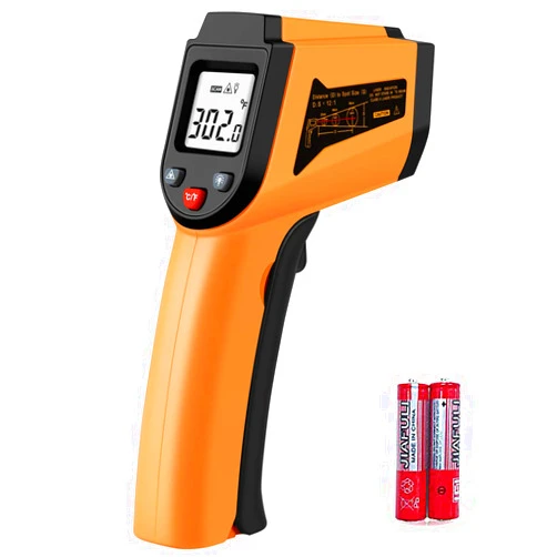 PWWDADA Laser Infrared Thermometer Non-Contact Digital Temperature Gun，-50°C to 400°C(-58°F to 752°F) IR Thermometer for Industrial,Kitchen Cooking,Ovens (Orange)