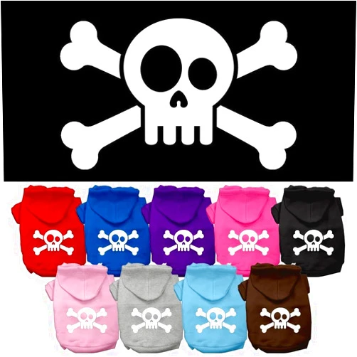 Mirage Pet Products Skull Crossbones Screen Print Pet Hoodies, X-Small, Black