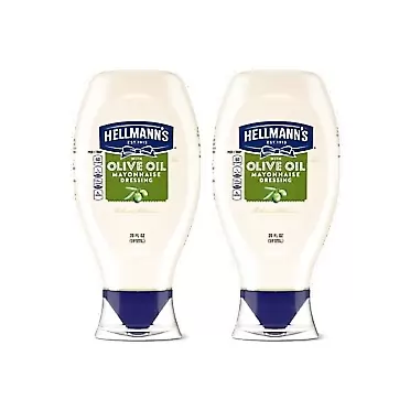 FCV Hellmann's Premium Mayonnaise Dressing With Olive Oil Easy Squeeze Bottle - 2 Pk (20 oz ea)