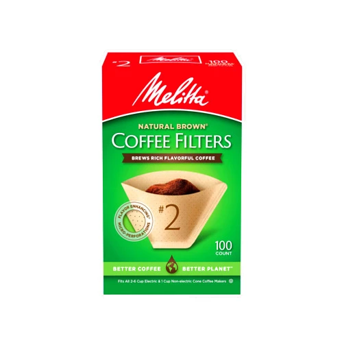 Melitta #2 Cone Coffee Filters, Unbleached Natural Brown, 100 Total Filters Count - Packaging May Vary