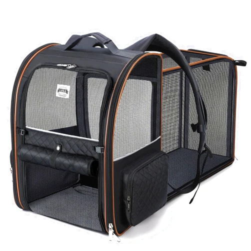 Lekebobor Large Cat Backpack Carrier Expandable Pet Carrier Backpack for Small Dogs Medium Cats Fit Up to 18 Lbs, Dog Backpack Carrier, Foldable Puppy Backpack Carrier for Travel,Black