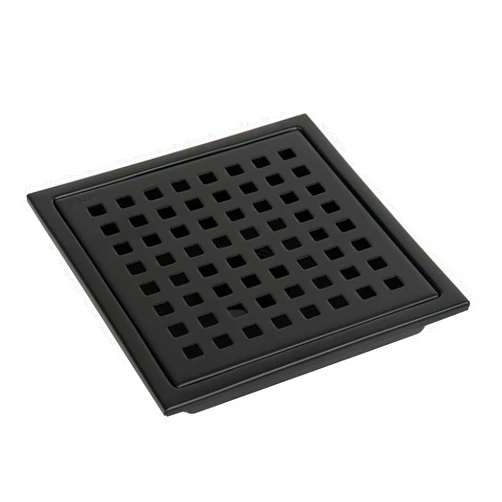 Heaorld Square Shower Drain, 6 Inch Tile Shower Floor Drain Kit with Removable Grid Grate and Hair Catcher, SUS 304 Stainless Steel, Matte Black