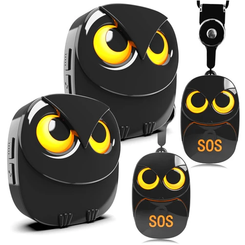 HTZSAFE Caregiver Pager Wireless Call Button 500+ Feet, SOS Alert Nurse Calling Elderly Fall Help System for Patient/Disabled Monitoring at Home, IP55 Waterproof, 2 Transmitters + 2 Receivers, Black