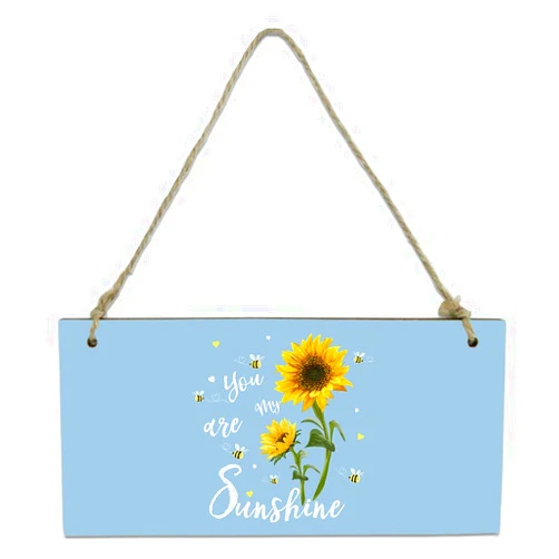 Chic D Welcome Wood Signs for Porch, Vintage Bees Sunflower Blue Custom Wooden Signs, Farmhouse Flower Sunshine Personalized Wooden Plaque Crafts Sign Wall Pediments Decoration, 8x4in(20x10cm)