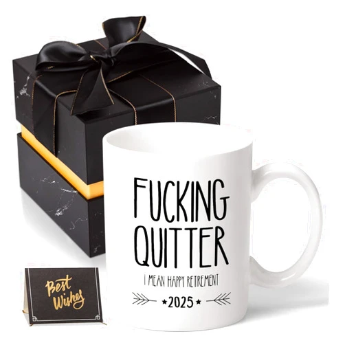 GEMWAVE Funny Retirement Gifts for Men Women-Quitter I Mean Happy Retirement Coffee Mugs 2025, Unique Retired Mugs Gift Ideas for Coworkers Office & Family