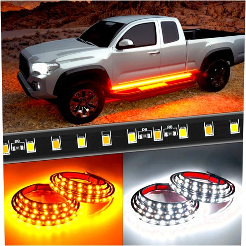 Nilight Truck Running Board Lights 2PCS 60 Inch LED Side Maker White Courtesy Light & Sequential Amber Turn Signal Lighting Strips Kit for Trucks Pickup SUV