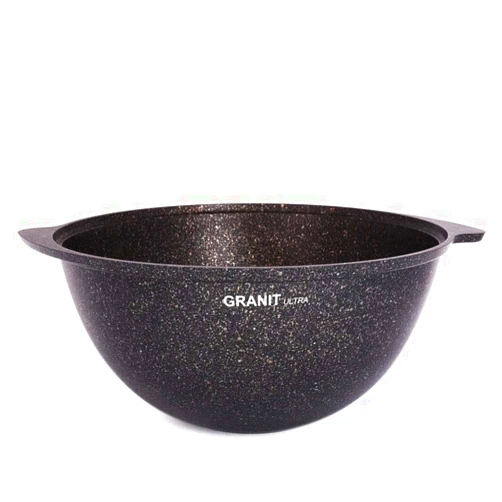 Emny Aluminium Kazan Pot Kazan for Making Pilaf with Lid (non-stick coating) Wok with Lid (4.5 L) Cast-Iron Frying Pan with Glass Lid Cast Iron Asian Cauldron Camping Wok Cooking