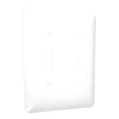 TayMac WRW-TD Maxi/Princess Metallic Wallplate with One Toggle, One Duplex, Two Gang, White Smooth