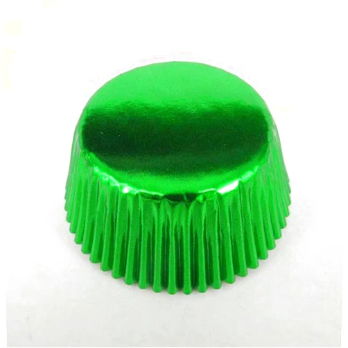 Lucky Star Green Foil Metallic Paper Muffin Cupcake Liners case Baking Cups 100 pcs,Standard Size 2x1.25inch