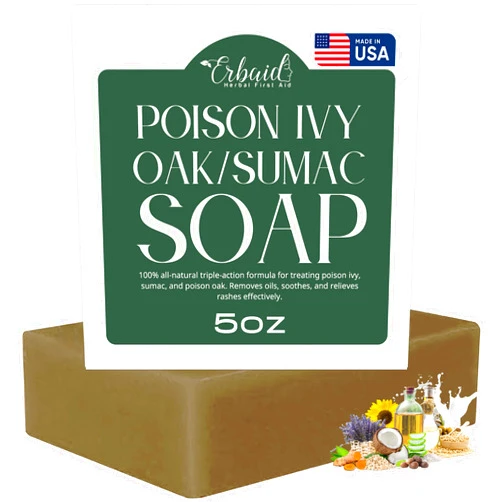 Erbaid Poison Ivy Soap Bar – All Natural Poison Ivy Treatment – Anti-Itch Skin Cleanser Wash for Poison Ivy, Poison Oak & Sumac – Removes Oils, Soothes & Relieves Rashes – 5oz Jewelweed Soap Made in USA