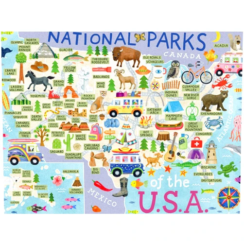 Ceaco - National Parks Map - 500 Piece Jigsaw Puzzle