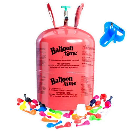 Wholesalehome Helium Tank for Balloons At Home, 14.9 Cu Ft Helium Balloon Pump Kit with 50 Assorted Latex Balloons, White Curling Ribbon and Wholesalehome Balloon Tie Tool