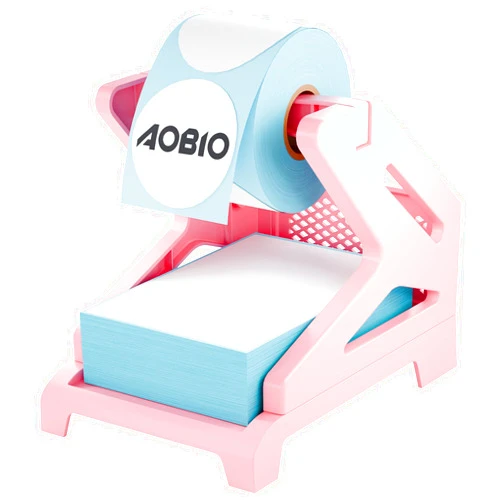 AOBIO Label Holder, Compatible with Rolls and Fan-Fold Labels, Thermal Label Paper Holder, Desktop Label Printer Accessory (Pink)