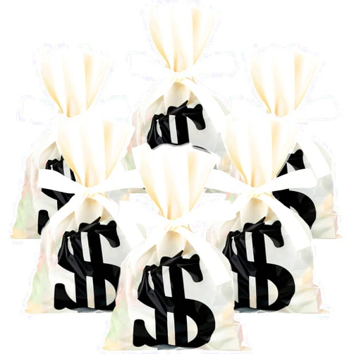 Tinlade 60 Pieces 6 x 9 Inch Money Treat Bags Sign Party Favor Candy Bag Loot Bags for Party Sign Sacks with 25 Yards Ribbon for Party Favor Theme Supplies