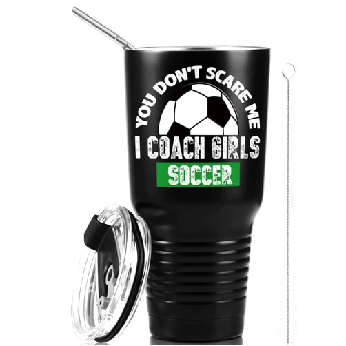 Onebttl Soccer Coach Gifts, Funny Gift Idea for Appreciation, Christmas, Birthday, 30oz Stainless Steel Insulated Travel Mug - I Coach Girls Soccer