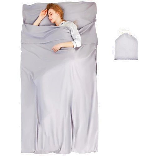 RHINSBENF Sleeping Bag Liner Camping Adult Sleep Sack Lightweight Travel Sheet for Hotel Bed Compact Ultralight Essential Cleaning Supplies Kit Travel Bedding Set for Backpacking