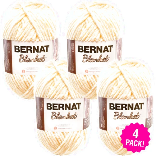Bernat Vintage White, Blanket Big Ball Yarn, Multipack of 4, 4 Pack