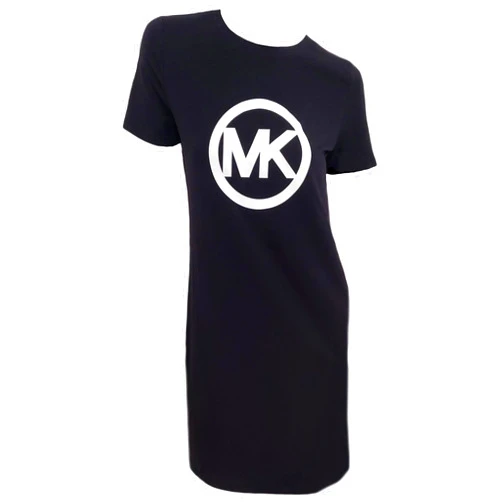 Michael Michael Kors Michael Kors Womens MK Circle Logo Short Sleeve T Shirt Dress Black/White (S), Small
