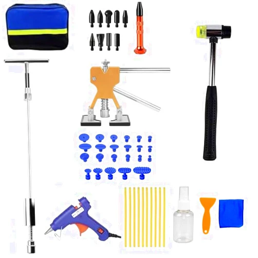 Generic Car Dent Puller, Paintless Dent Repair Kit for Dent Removal, Paintless Dent Removal Kit with T-Bar, Bridge Puller, Golden Lifter, Car Dent Puller Kit for Hail Damage Door Ding Fridge