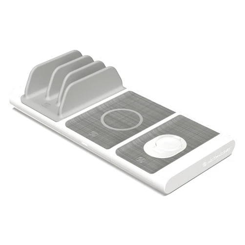 Scosche BLKIT1WT BaseLynx Modular Charging System Includes a Qi-Certified Wireless Charging Station, Apple Watch Charger & a Multi Device Charging Station with One USB-C & Two USB-A Charging Ports