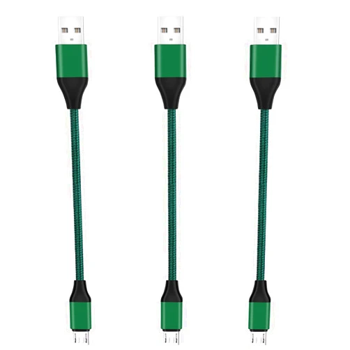 TPLTECH Short Micro USB Cable 3Pack 0.5FT/6inch Android Durable Premium Nylon Braided Fast Charging Sync Cord for Car,Power Banks,Roku TV Stick,4K Fire TV Stick,Chromecast,Samsung LG Phone Portable Charger