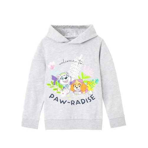 Paw Patrol Girls Hooded Sweatshirt | Welcome to Paw-Radise Skye & Everest Grey Graphic Hoodie Sweater | Cosy Hoody Jumper