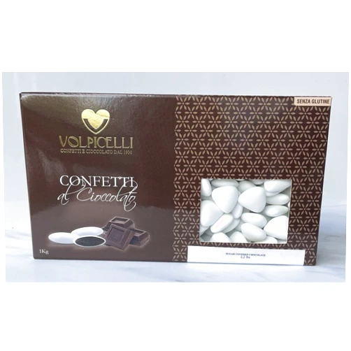 Volpicelli VOL550 Heart Shape Chocolate Candy Confetti Volpicelli, Italian Dragee, Jordan almonds, Koufeta GLUTEN FREE - 2.2 LBS Sugar Covered Almonds Confetti
