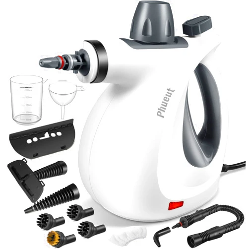 Phueut Pressurized Handheld Multi-Surface Natural Steam Cleaner with 12 pcs Accessories, Multi-Purpose Steamer for Home Use, Steamer for Cleaning Floor, Upholstery, Grout and Car