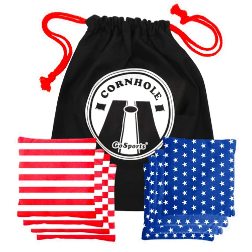 GoSports Premium All-Weather Duck Cloth Cornhole Bean Bag Set (Includes Tote Bag) Stars and Stripes