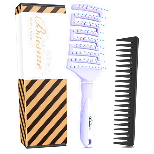 Bsisme Hair Brush, Curved Vented Brush Faster Blow Drying, Professional Detangling Hair Brushes for Women Men Kids, Paddle Detangler Brush for Wet Dry Curly Thick Straight Hair