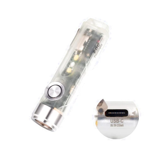 RovyVon Aurora A5-G4 USB C Rechargeable Keychain Flashlight, 650 Lumens Super Bright Mini Size EDC Flashlight, with 2 Warm White Reading Sidelight, Glowing in The Dark (Green)