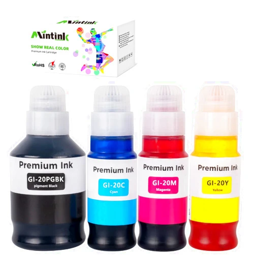 Mintink GI-20 Ink Refill Bottles Replacement for Canon GI-20 GI20 Ink Bottles Refills Kit for Canon G6020 G7020 G5020 MegaTank Printers (GI-20 Black Cyan Magenta Yellow 4 Packs)