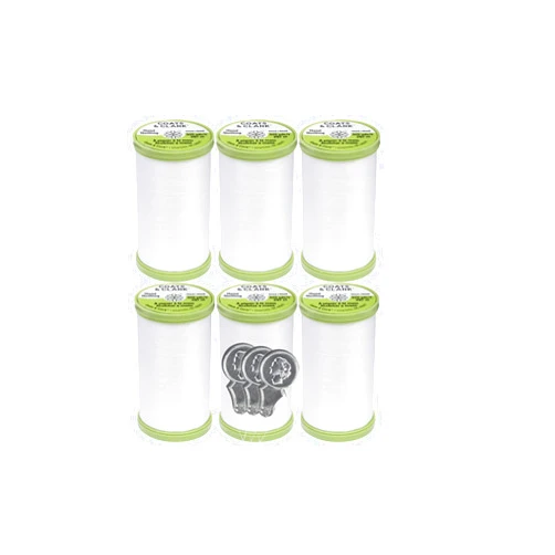 Bella's Crafts Coats & Clark Hand Quilting Sewing Thread Cotton Covered Polyester 325 Yards S960 6 Pack Bundle with 3 Bella's Crafts Needle Threaders (White)