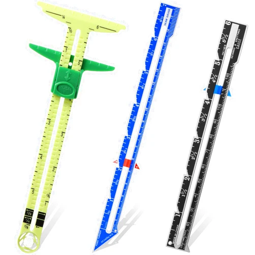 Frienda 3 Pieces Sliding Gauge Measuring Sewing Tool Set Measuring Sewing Gauge 5-in-1 T-Shaped Sliding Gauge Ruler Fabric Quilting Ruler for Beginner Knitting Crafting Sewing Supplies