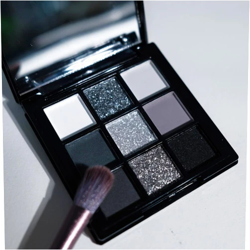 BAISEN DIARY 9 Color Smokey Eyeshadow Palette - Highly Pigmented Matte & Glitter Shades, Long-Lasting, Waterproof & Blendable, Black Silver Gray Eyeshadow Set for Sultry Glam (Reversal Star Smokey)