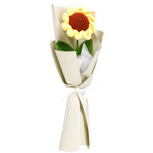 YIDADA Crochet Flower Bouquet Handmade Knitted - Bouquet, Artificial Rose Sunflower Daisy Bouquet Decor, Delicate and Cute Crochet Flowers for Party, Table Centerpieces