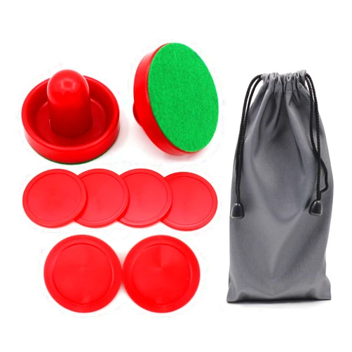 Qtimal Home Standard Air Hockey Paddles and 2 Size Pucks, Small Size for Kids, Large Size for Adult, Great Goal Handles Pushers Replacement Accessories for Game Tables (2 Striker, 6 Puck Pack)