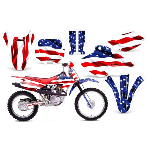 AMR Racing MX Dirt Bike Graphics kit Sticker Decal Compatible with Honda XR80 XR100 2001-2003 - Stars and Stripes
