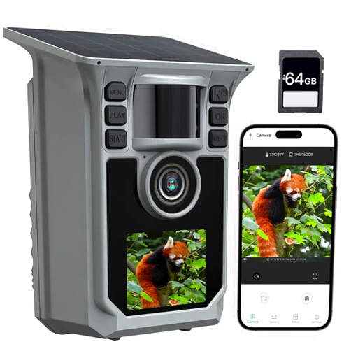 Hrivcam Trail Camera, 5000mAh Forever Power, 4K 64MP WiFi Solar Game Camera, 64GB Memory Card and Ip67 Waterproof