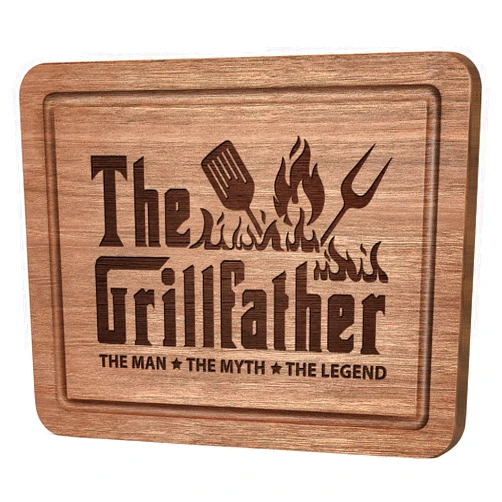 GiltGlimmer Dad Birthday Gift, The Grillfather Walnut Wood Cutting Board, Dads Gift from Daughter Son, Cool Kitchen Gifts for BBQ, Grill Masters, Father's Day Gift for Dads, Father, Daddy