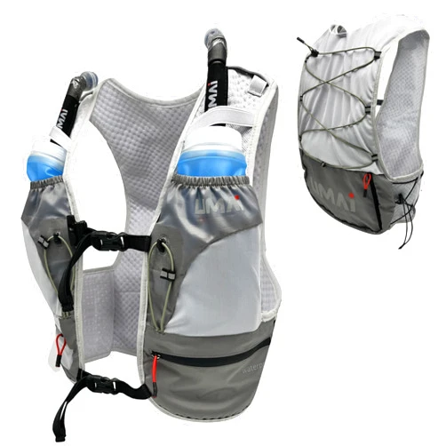 UMAI Hydration Running Vest, Hydration Vest with Two Flasks, Grey