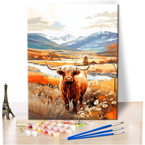 TUMOVO DIY Paint by Numbers for Adults with Brushes Highland Cow Oil Hand Painting Animals Adult Paint by Number Landscape Paint by Number Kits on Canvas Art Crafts 16
