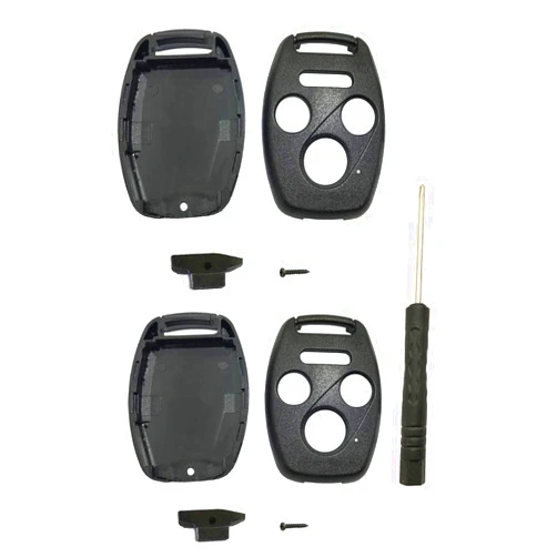 Grakest 3+1 Buttons Replacement Key Fob Cover Case Fits for 2004-2015 Honda Accord Pilot Civic Hybrid EX 2003-2012 CR-V 2009-2015 HRV Odyssey Ridgeline Element Keyless Entry Key Fob Shell (Pack 2)