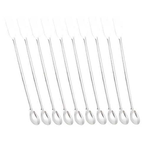 Psyqtsuary 10 Pcs Stainless Steel Lab Spatula, 2 in 1 Lab Spoon Micro Scoop Laboratory Sampling Spoon, Mixing Spatula Combination Reagent Spoon Laboratory Supplies Experimental Tools